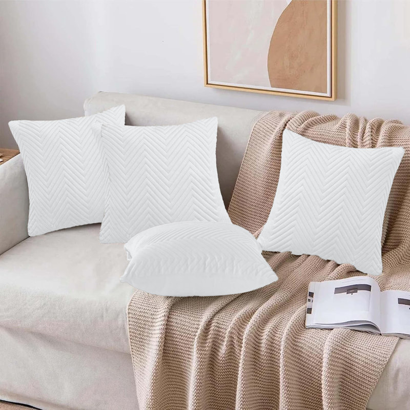 Square Cushion Cover, White