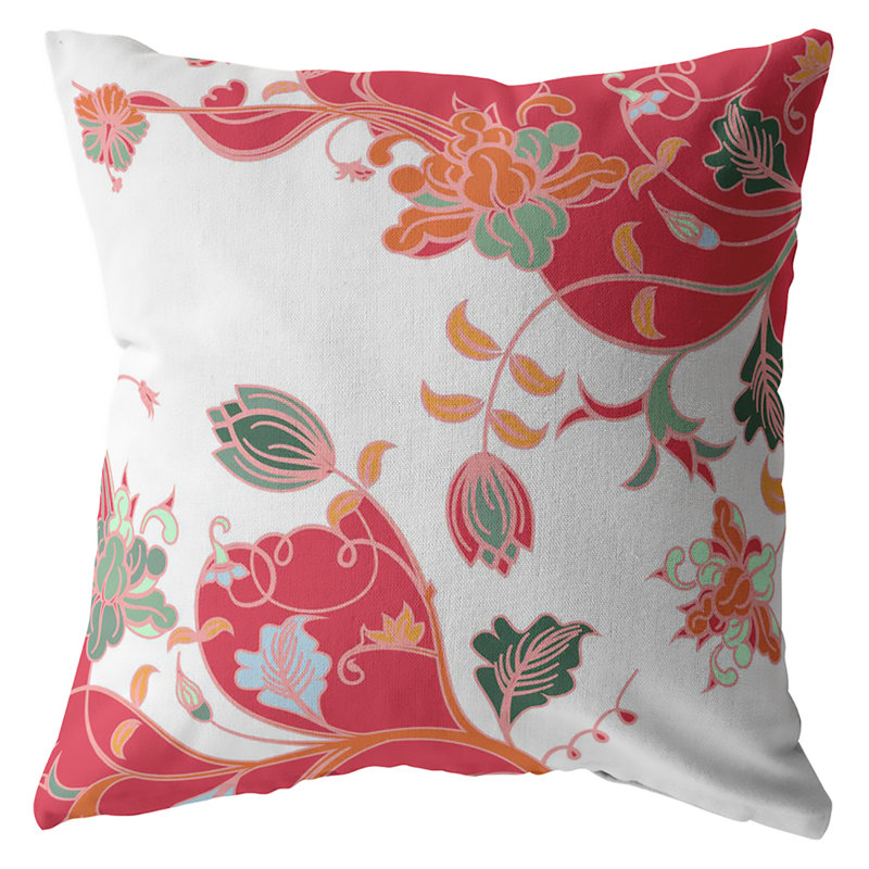 Derlyum Nature Broadcloth Reversible Throw Pillow, 20" x 20", Red/White