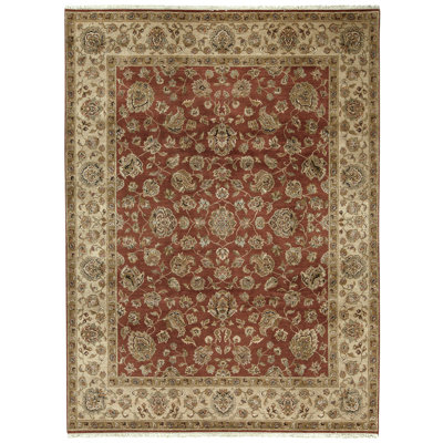 High-Quality Hand-Knotted Red And Camel Area Rug
