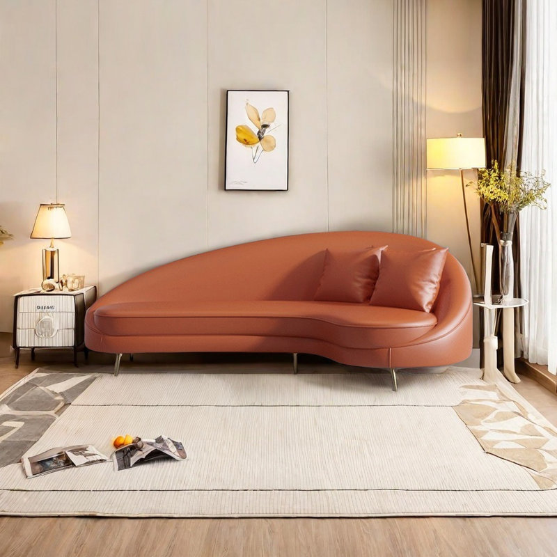 Chaise longue en cuir résistante aux rayures des chats, Orange