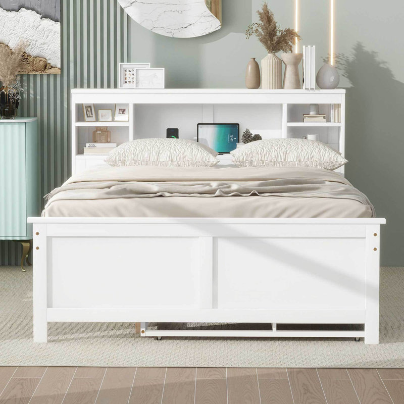 Lit plateforme avec rangement de qualité supérieure en bois massif de conception moderne, parfait pour les chambres confortables