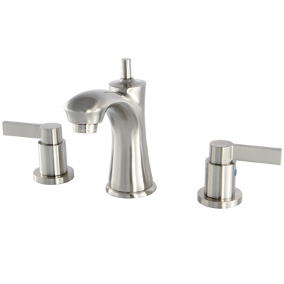 Kingston Brass NuvoFusion Two-Handle 3-Hole Deck Mount Widespread Bathroom Faucet with Retail Pop-Up Drain