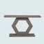 Table d'entrée moderne avec structure innovante à pieds hexagonaux et finition en placage de sapin de qualité supérieure-335380716