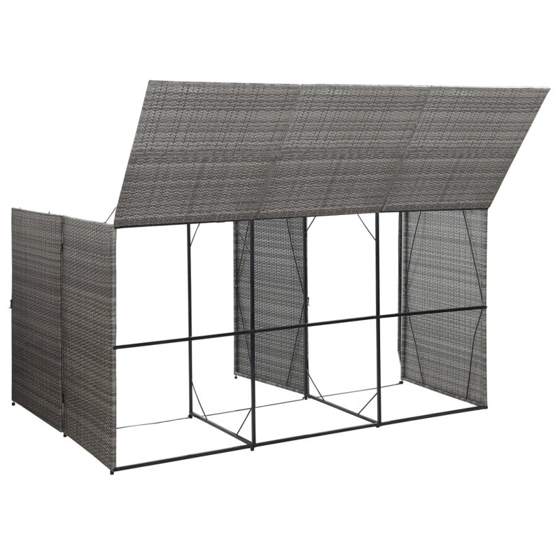 Garbage Can Storage Trash Can Enclosure Wheelie Bin Shed Poly Rattan, Anthracite