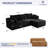 Boneless 101" Corduroy Bean Bag Sofa Boneless Cloud Sofa Modular L Sectional Sofa-1712938312