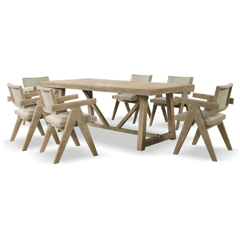 Oldbury 7-Piece Dining Table Set, 7 Pieces: Table, 6 Chairs