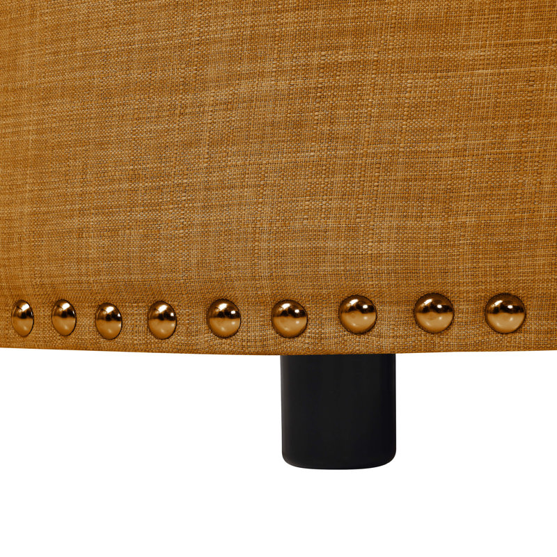Banc de rangement rembourré capitonné avec compartiment de rangement caché, Orange