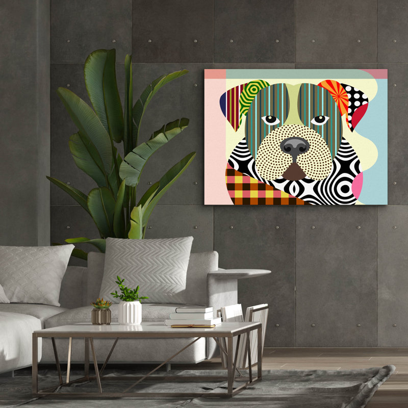 «American Bulldog» par Lanre Adefioyue, H 40 po x l 54 po x P 1,5 po