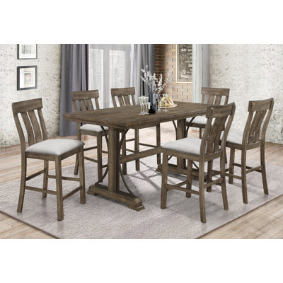 7Pc Counter Height Dining Set Rustic
