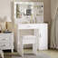 Bureau de meuble-lavabo lumineux pour chambre à coucher avec support pour sèche-cheveux et miroir réglable