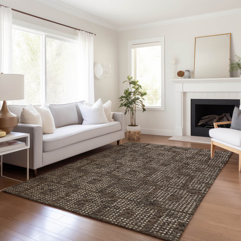 Premium Machine Washable Mayfield AMF33 Geometric Rug, 10' x 14', Black