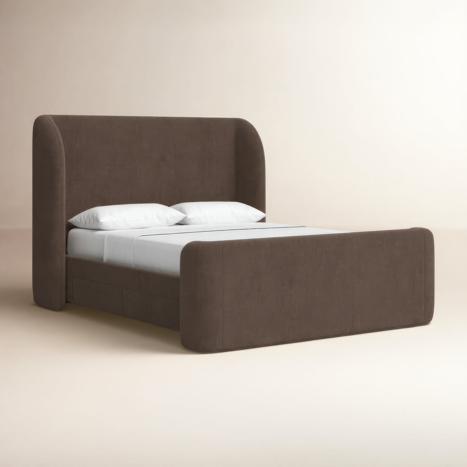 Lizzie Upholstered Storage Bed, Queen, Dark Brown