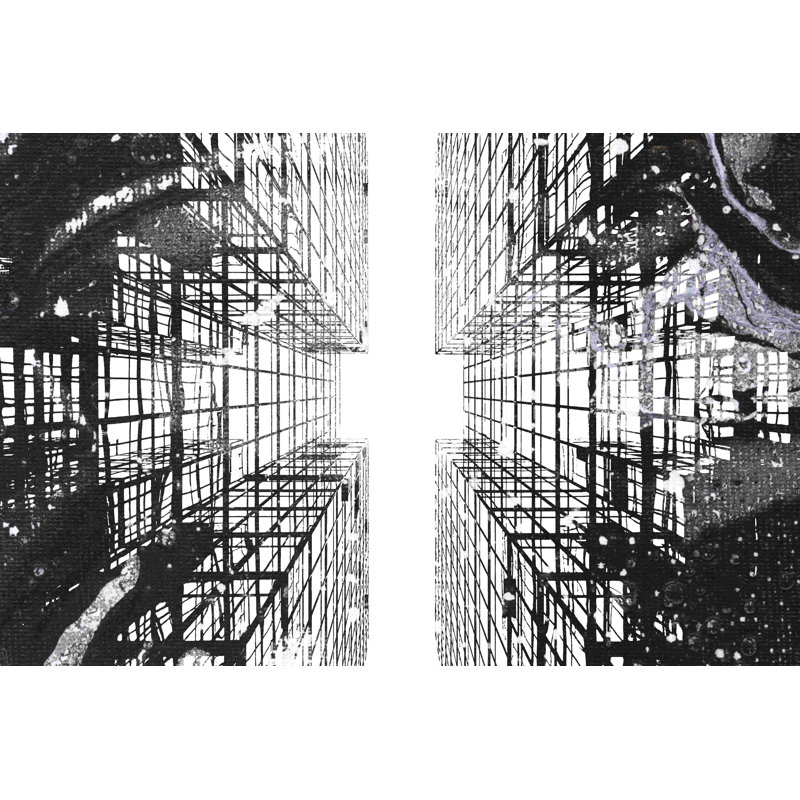 Abstrait noir et blanc architecture ciel, H 8 po x l 12 po