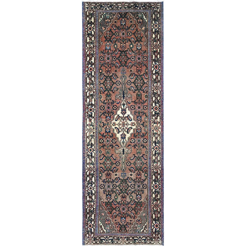 Tapis de couloir brun en laine 3 pi 4 po x 10 pi 1 po Zelphia