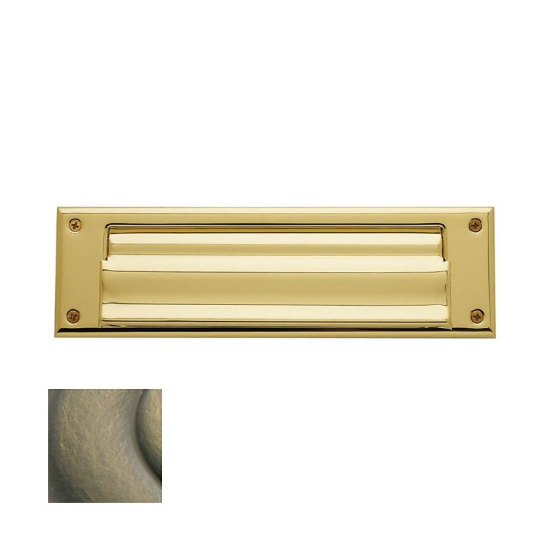 10 in x 3 in Brass Mail Slot, Satin Brass and Black