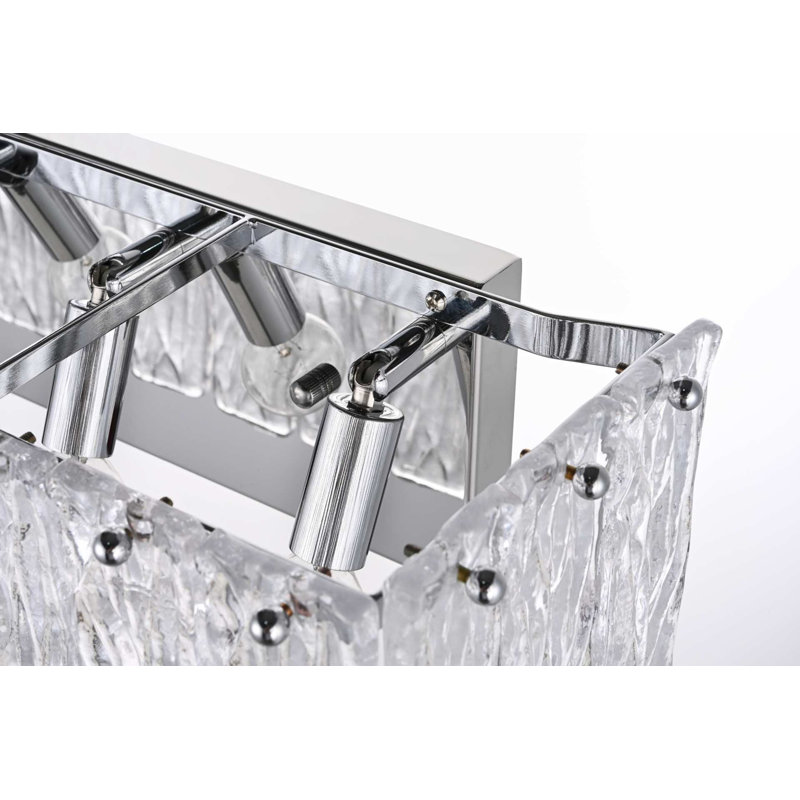 Applique murale en verre 24,5 pouces Rios en chrome, H 8 po x l 24,5 po x P 6,5 po, Chrome chrome, 5 lumières