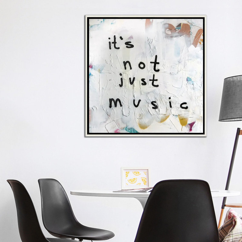 «Its Not Just Music», reproduction d'art sur toile encadrée, 37 po x 37 po, Framed Canvas, Distressed White
