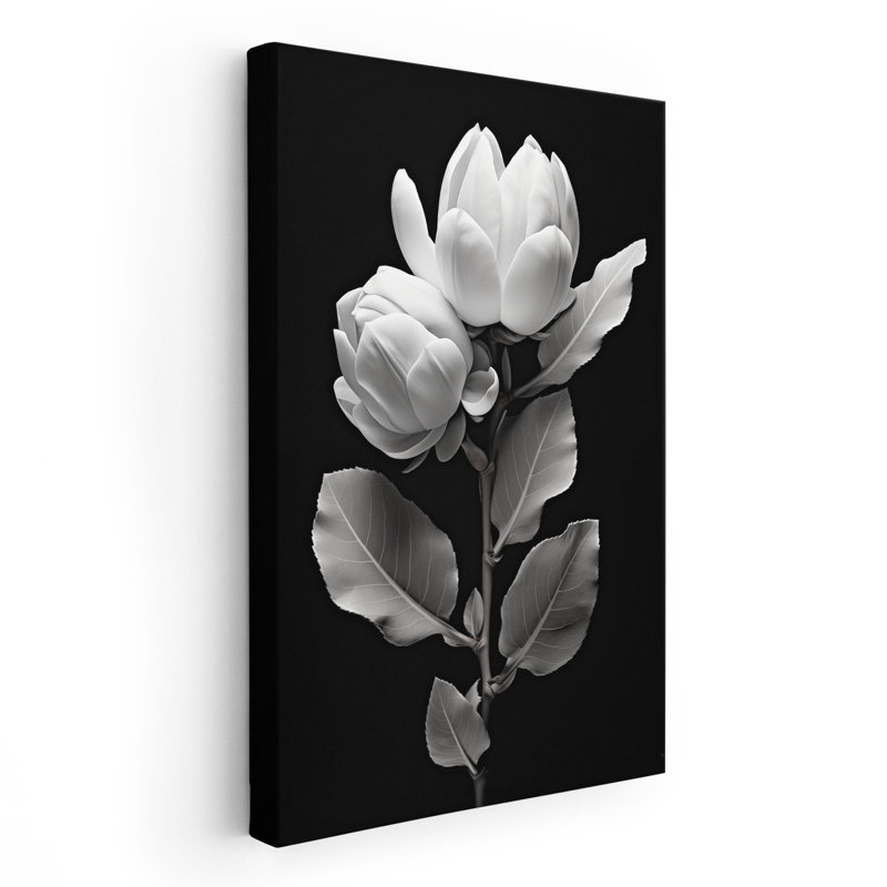 Magnolia Serenity en impression monochrome 2, Papier non encadré, H 18 po x l 12 po x P 0,02 po