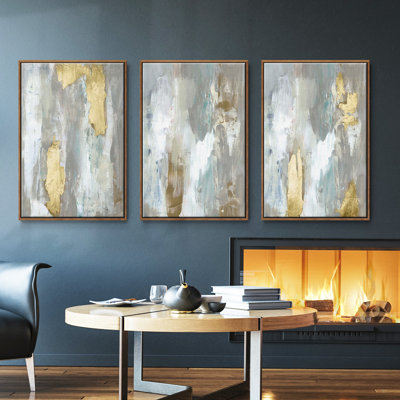 " Textured Neutrals & Gold I " 3 - Pieces