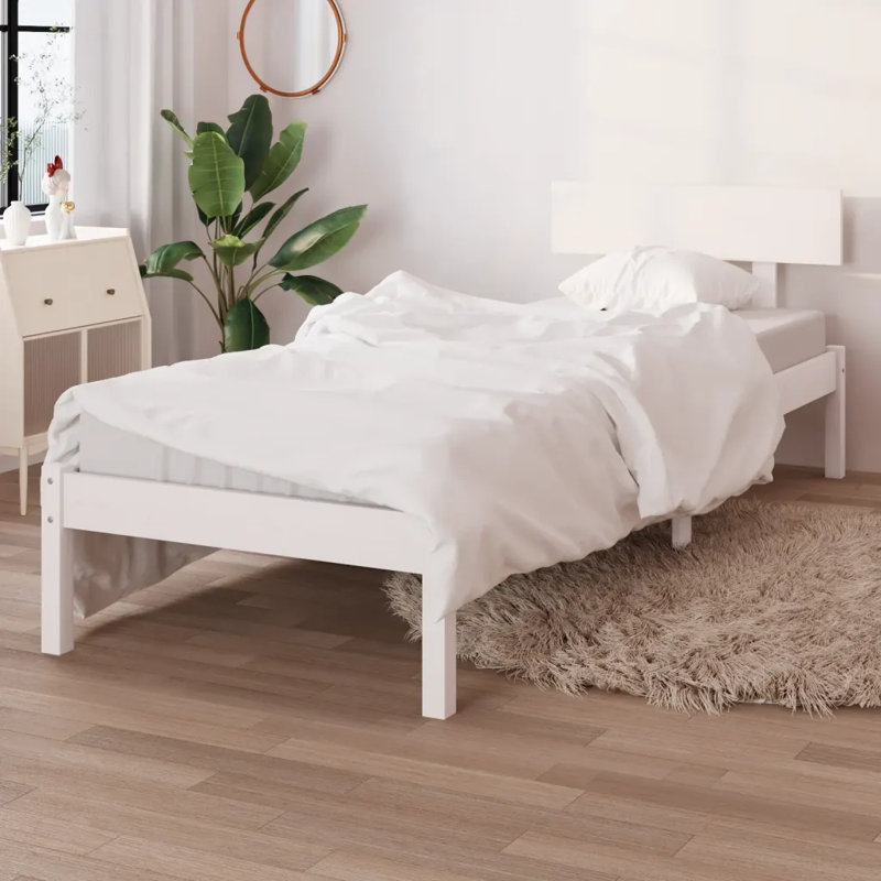 Bed Frame Solid Wood, 75 x 190cm, white