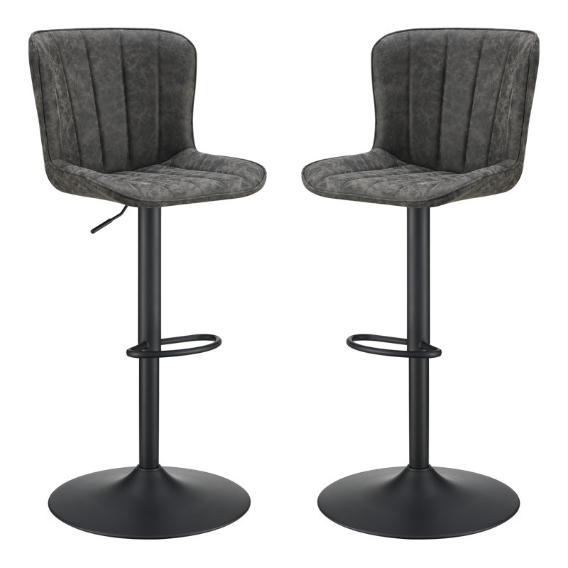 Rist Swivel Upholstered Adjustable Height Counter Stool, Charcoal