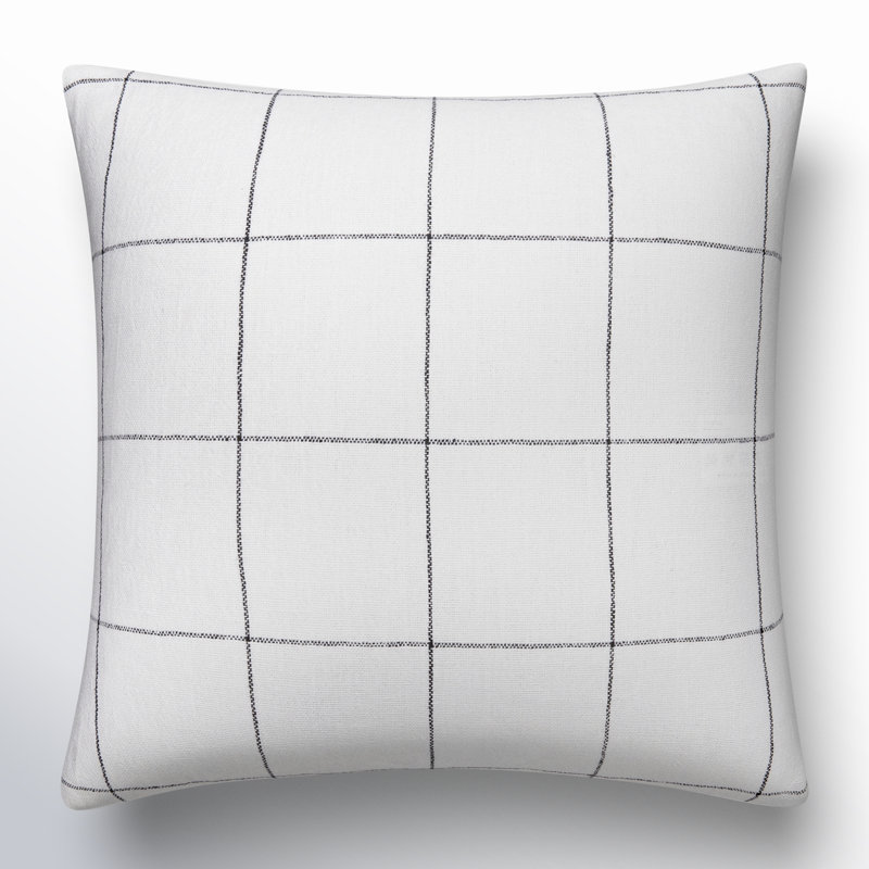 Alcona Gingham Linen Reversible Throw Pillow, 18" x 18", Down