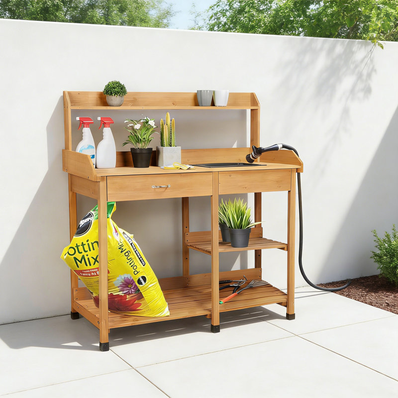 Manufactured Wood Potting Bench, Brown