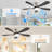 Whisper 52" 5-Solid Blade Classic Flush Mount Ceiling Fan with LED Light Kit and Remote Control，Nickel&Dark Gray-80009858