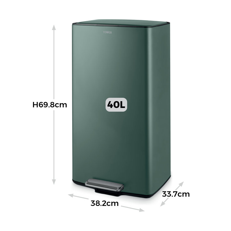 40 Litre Step On Recycling Bin, Green