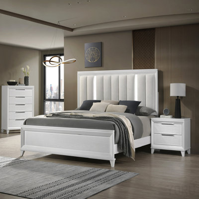 Contemporary White Textured Finish 5-Drawer Storage Tall Chest Wooden Solid Wood Bedroom Furniture