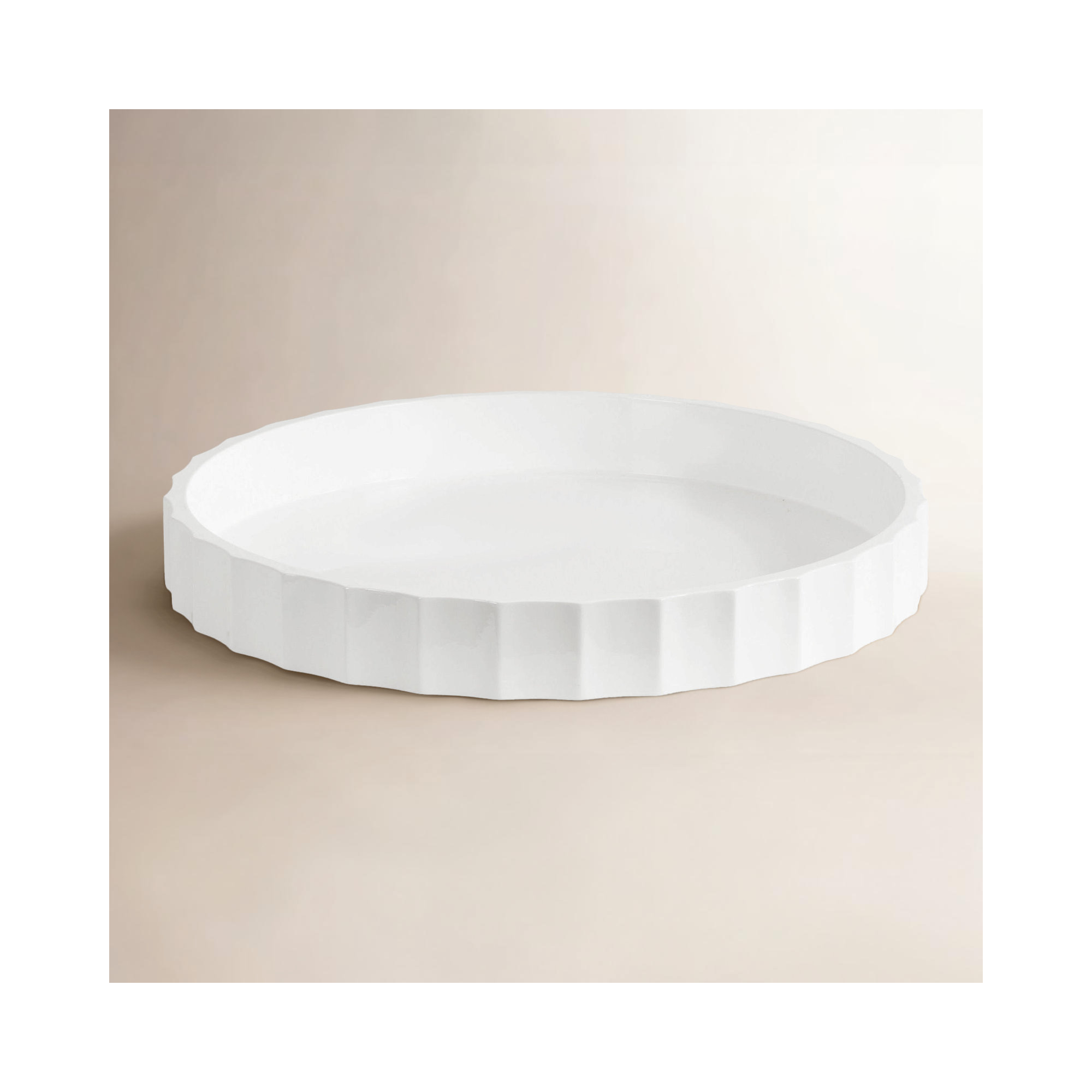 Montara Fluted Round Serving Tray, White, 1.96" H x 15.6" W x 15.6" D