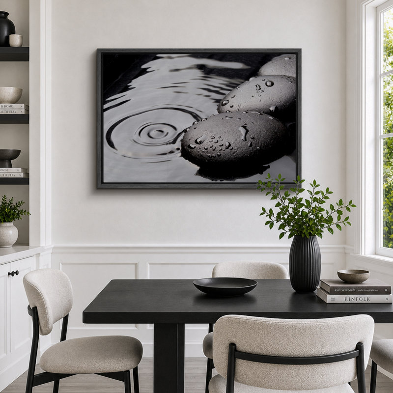"Zen Stones" Serene Spa Rock Ripples In The Water Calm, photographie sur toile, salle de bain, décoration murale