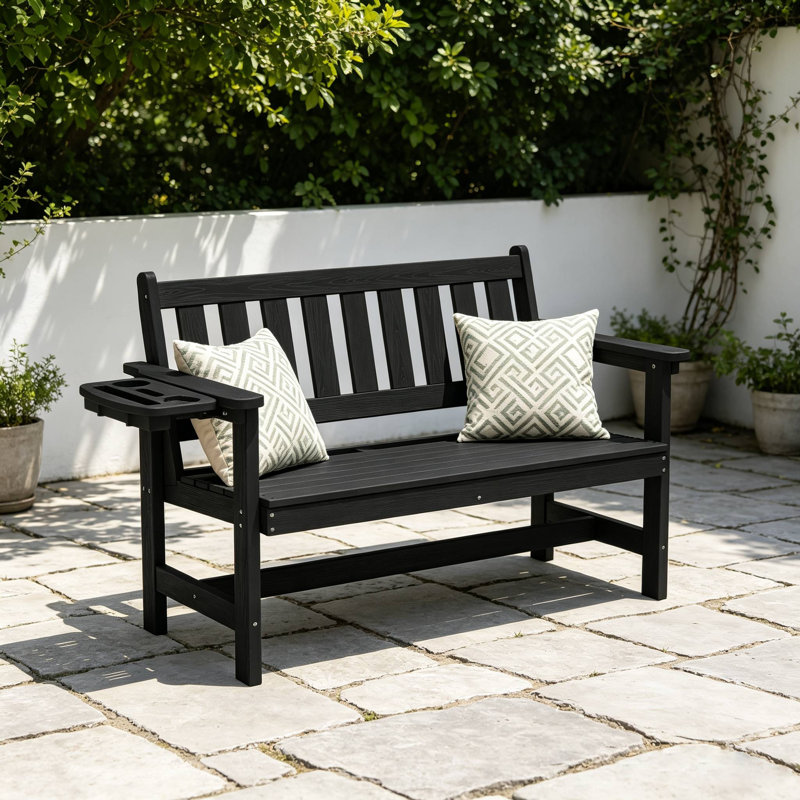 Banc d'extérieur en PEHD Genivieve, Black