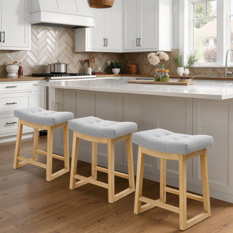 Tabouret de bar 24 po Cindina, Lin gris / bois