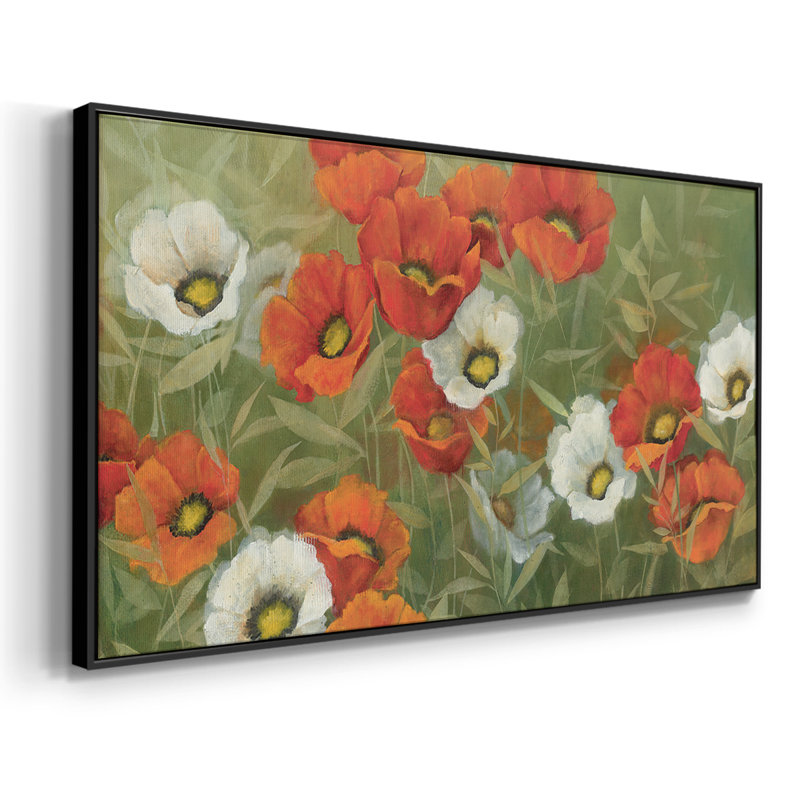 «Poppy Symphony», toile tendue avec châssis tendue, prête à être accrochée, H 25 po x l 49 po, Noir