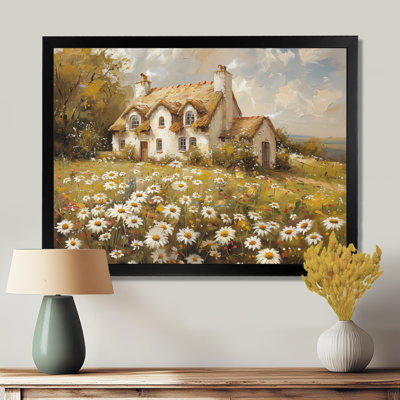 White Yellow Daisy Delight Country Cottage - Countryside Wall Art