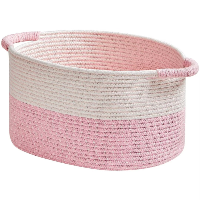 1 Pack Storage Baskets For Organizing | 15"X10.2"X9.1" Nursery Bin With Handles - Woven Cotton Rope Baskets For Dog Toys, Books, Shelf, Bathroom,Closet -Stylish Storage