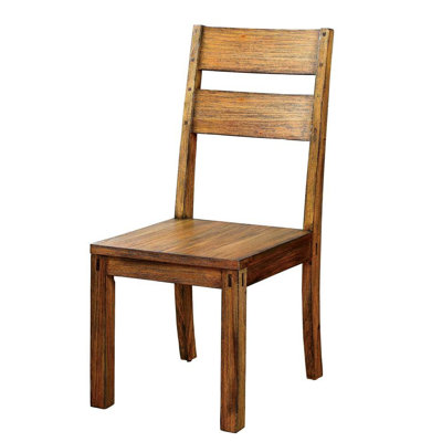 Rustic Dark Oak Solid Wood Chair , 2Pc For Dining, Panel Back Dining Chairs, Nuance, 2 Pieces,