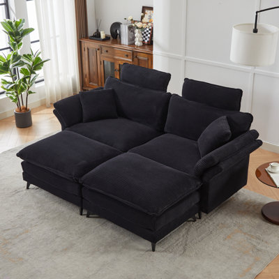 Canapé modulaire à assise profonde, canapé confortable avec repose-pieds Cloud, causeuse, canapé modulaire rembourré en velours côtelé 858 po pour salon, appartement, studio, bureau