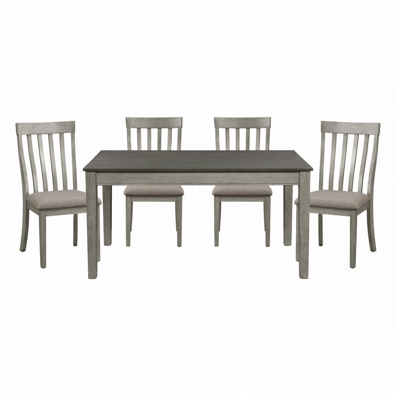 Table de salle à manger 6 pièces Country Casual Styling, 6 pièces: table, banc, 4 chaises, Brun