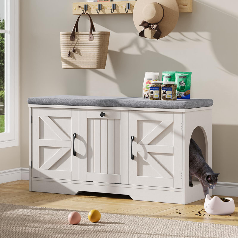 Cat Box Litter Enclosure With Cushion