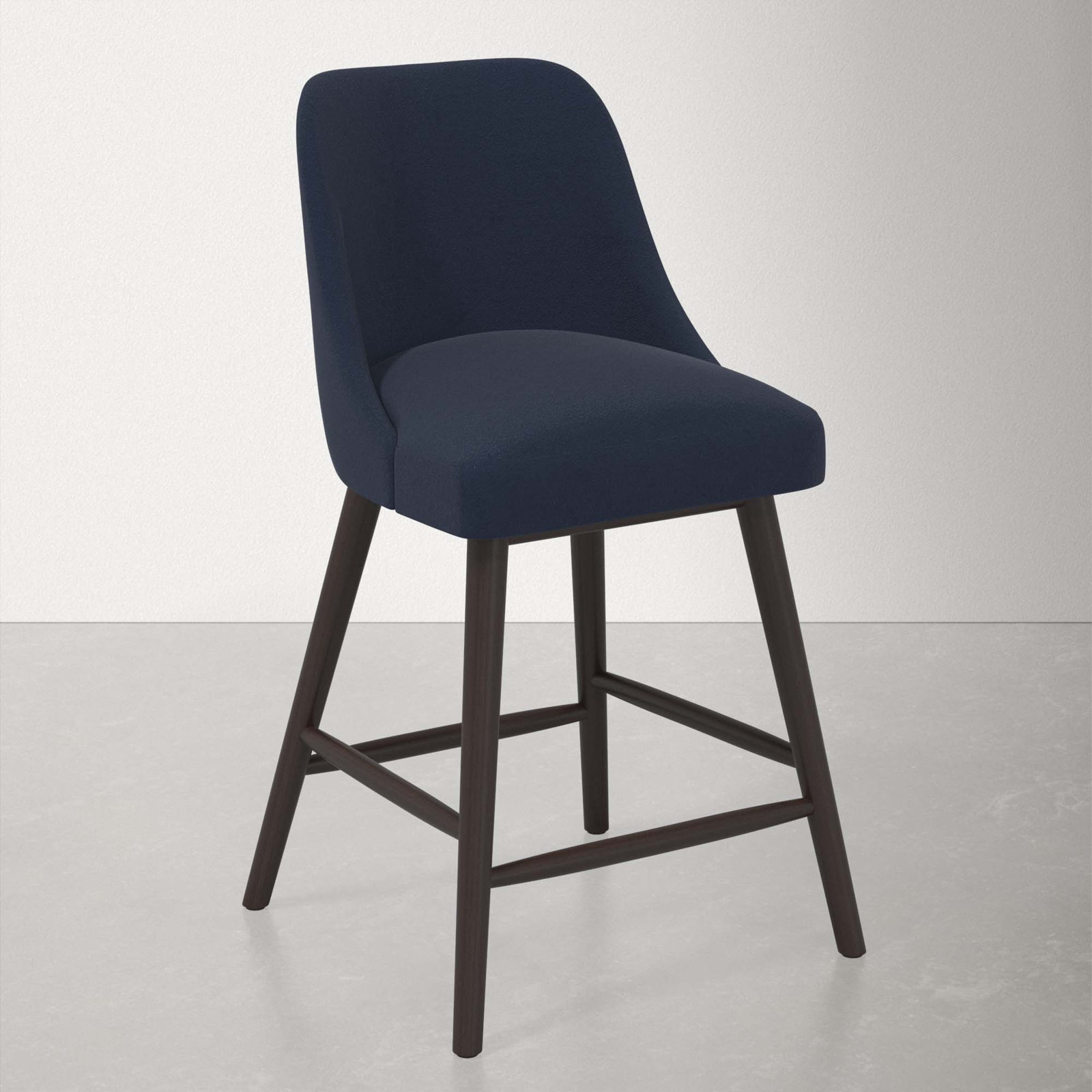 Gallie Stool, Espresso, Counter Stool (27" Seat Height), Classic Ink Performance Velvet