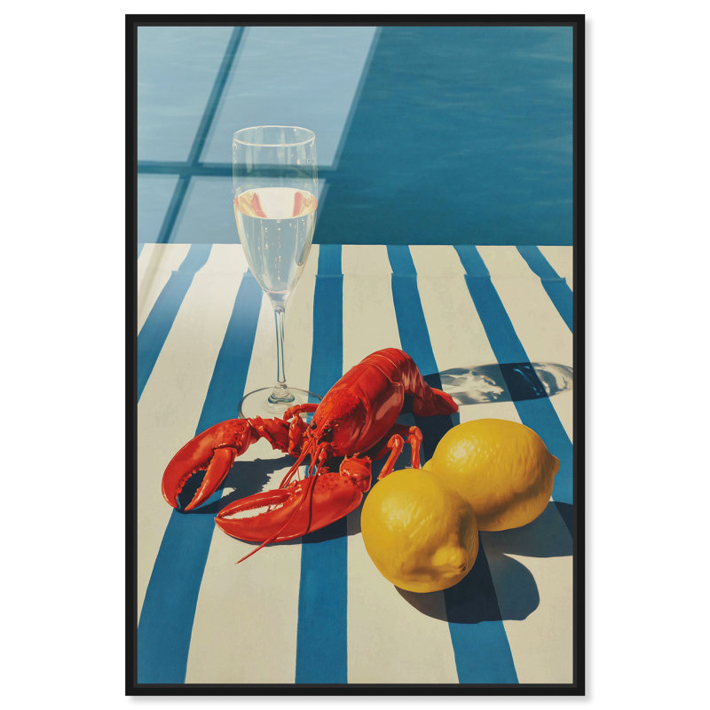 Décoration murale «Lobster and Lemons» par Art Remedy, H 37 po x l 25 po, Cadre en acrylique noir