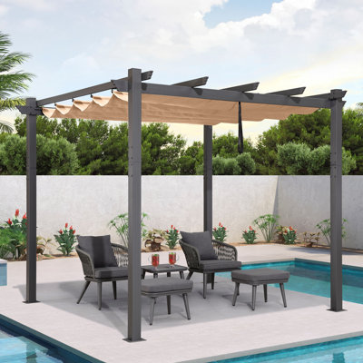 9.8' W x 9.8' D Metal Pergola with Canopy