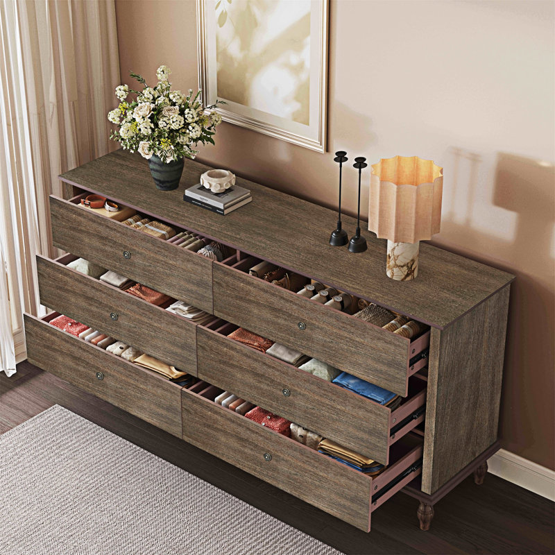 Commode en bois avec glissières à fermeture automatique, Deep Rustic Brown
