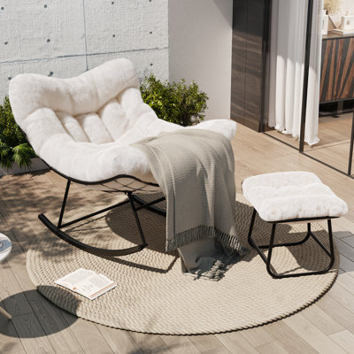 Ensemble de 4 chaises berçantes surdimensionnées avec repose-pieds 4 pièces Papasan