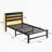 Black-toned Platform Bed Frame for Bedroom, Metal and Wood Twin Size Base with LED Lighting and USB Charging, No Box Spring Needed-1388924171