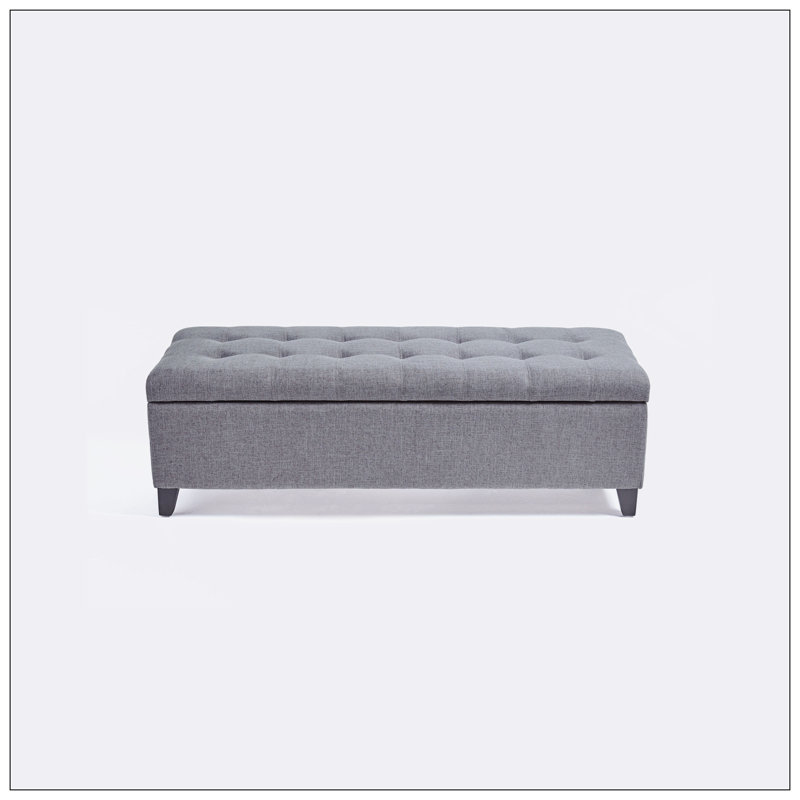 Banc de rangement rembourré en tissu Tinaka