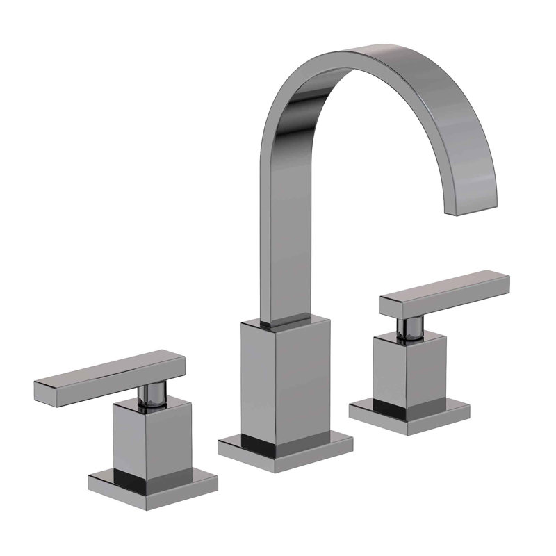 Secant Widespread Bathroom Faucet with Drain Assembly, Midnight Chrome