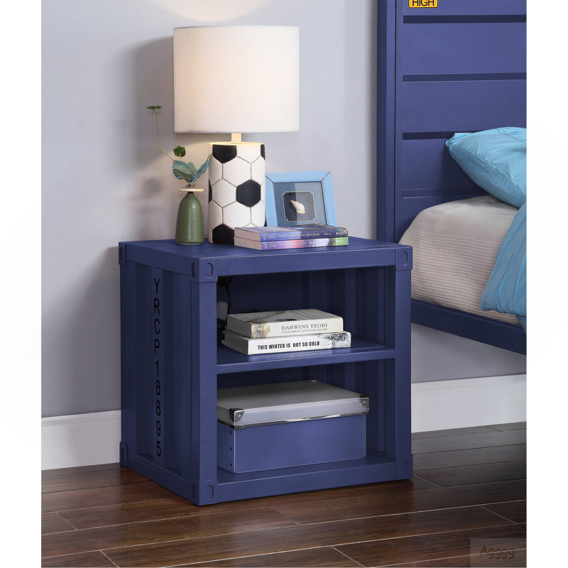 Cargo Blue Finish Nightstand W/USB